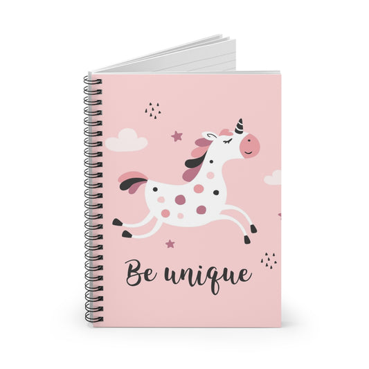 Adorable Unicorn Spiral Notebook - Be Unique, Cute Stationery, Kids Journal, Motivational Diary, School Supplies