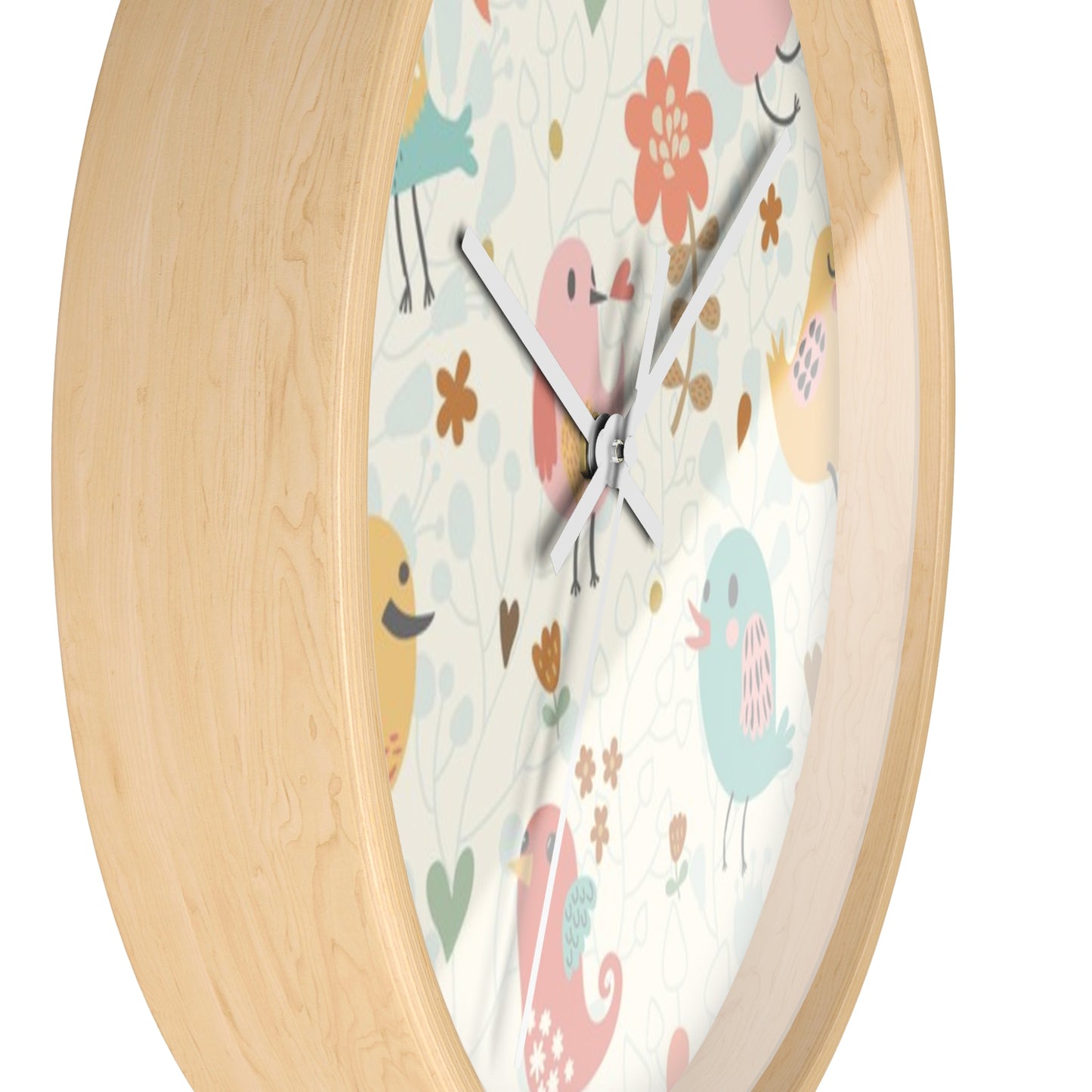 Whimsical Bird-patterned Wall Clock, Cute Home Decor, Kids Room, Gift for Bird Lovers, Unique Wall Art