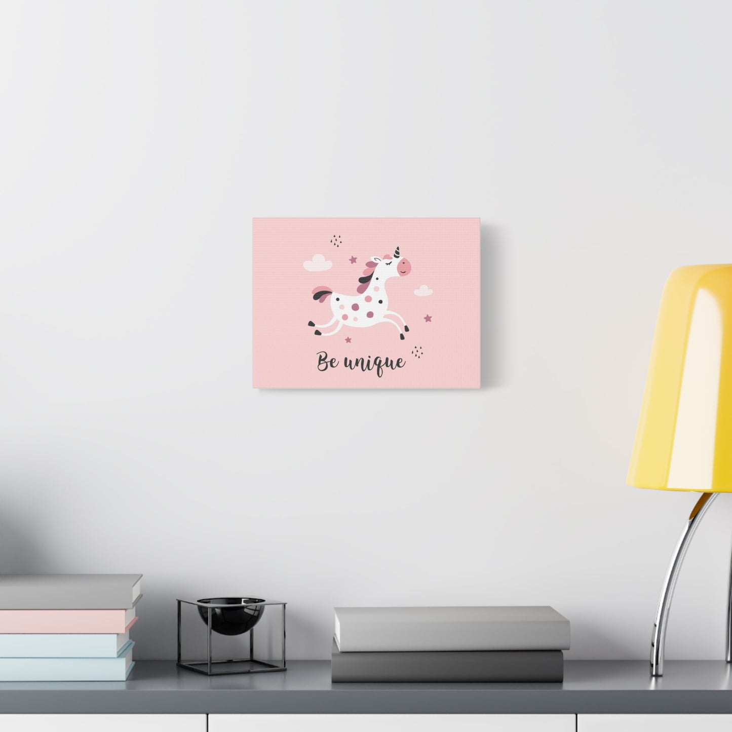 Whimsical Unicorn Wall Art - Be Unique, Playful Nursery Decoration, Children's Room Decor, Gift for Kids, Pink Unicorn Art