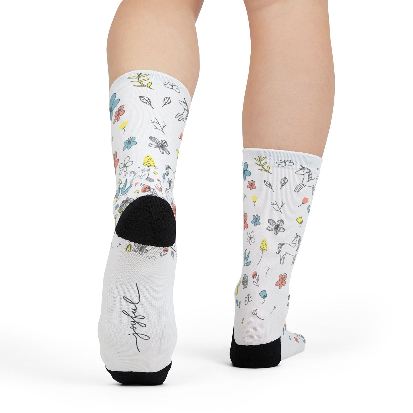 Whimsical Floral Crew Socks for Everyday Comfort, Unique Gift for Women, Cute Sock Design, Perfect for Birthdays, Casual Wear, Spring Vibes