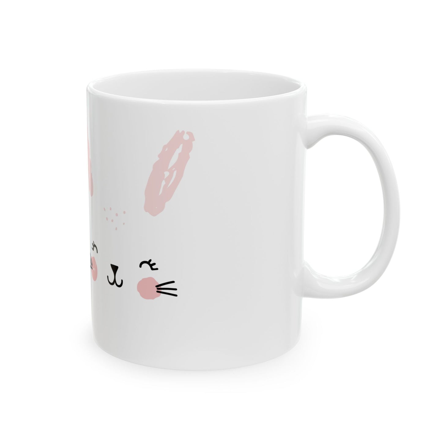 Cute Bunny Ceramic Mug, Funny Coffee Cup, Gift for Animal Lovers, Easter Present, Kitchen Decor