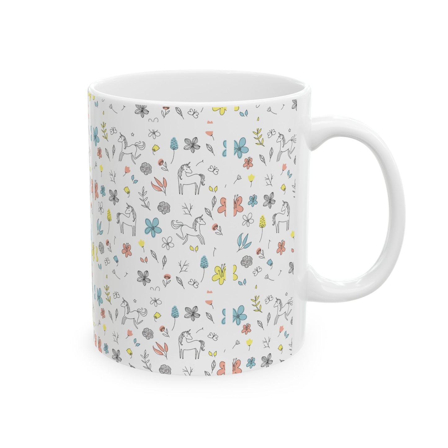 Whimsical Animal Patterns Ceramic Mug - Perfect for Garden Lovers, Coffee Fans, Gifts, Home Decor, Tea Time