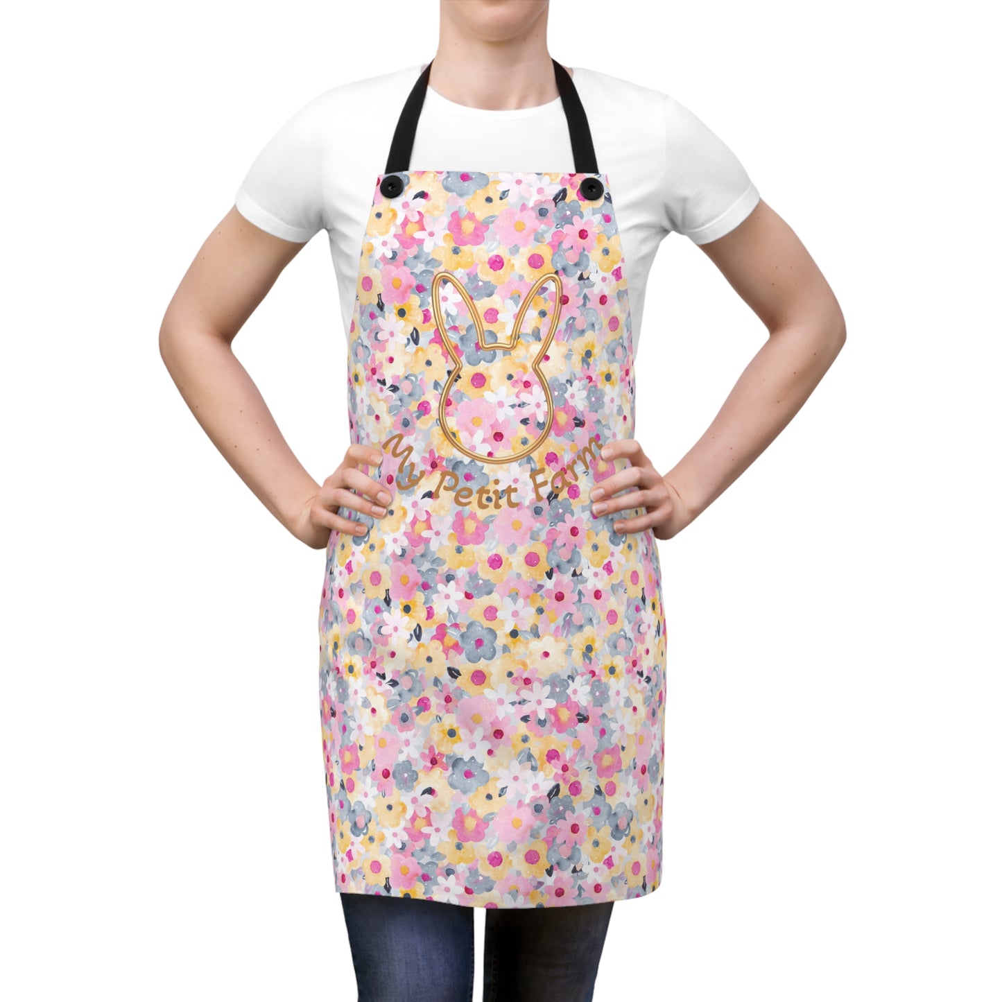 Whimsical Bunny Apron - Floral Design for Baking, Cooking, Easter, Gardening, Gift for Her