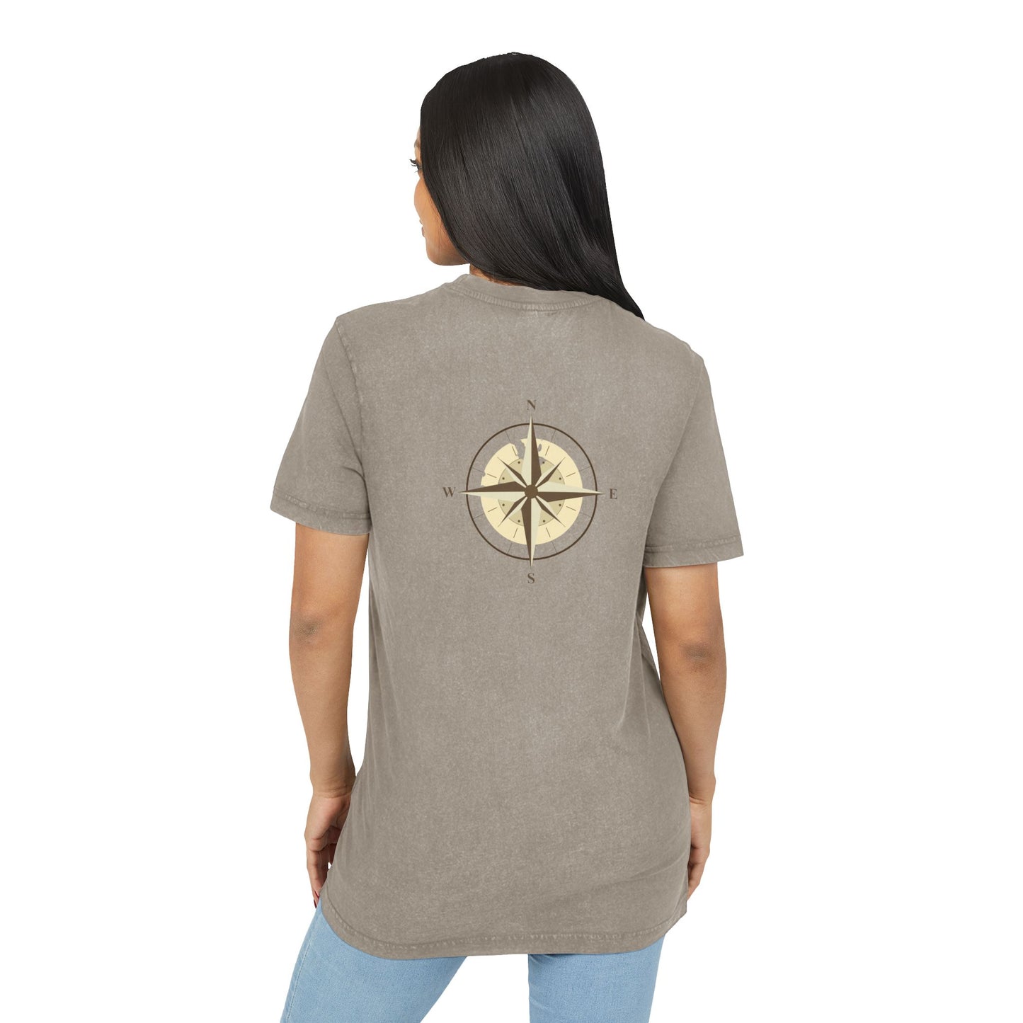Acid Washed Compass Tee - Vintage Style T-Shirt, Boho Casual Top, Adventure Apparel, Summer Outfit, Gift for Travelers