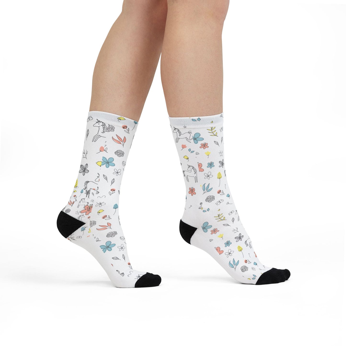 Whimsical Floral Crew Socks for Everyday Comfort, Unique Gift for Women, Cute Sock Design, Perfect for Birthdays, Casual Wear, Spring Vibes
