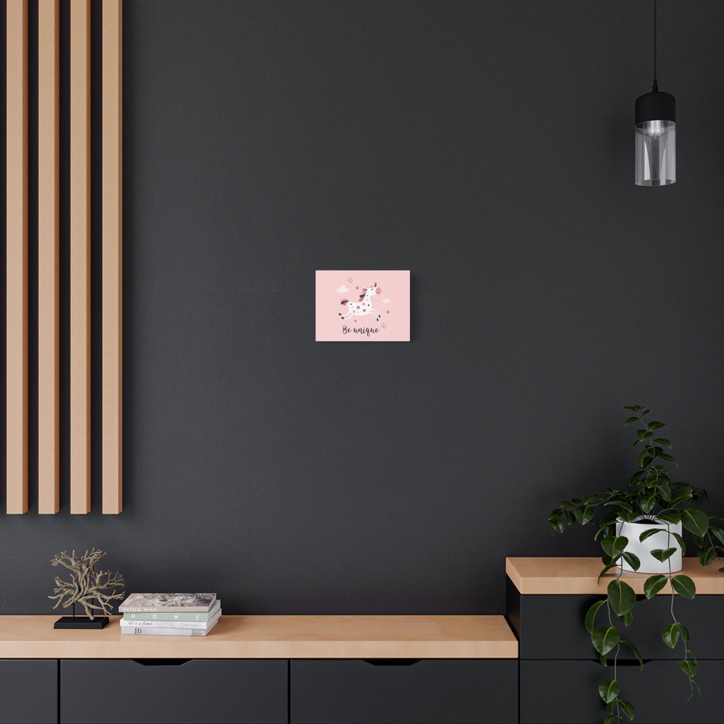 Whimsical Unicorn Wall Art - Be Unique, Playful Nursery Decoration, Children's Room Decor, Gift for Kids, Pink Unicorn Art