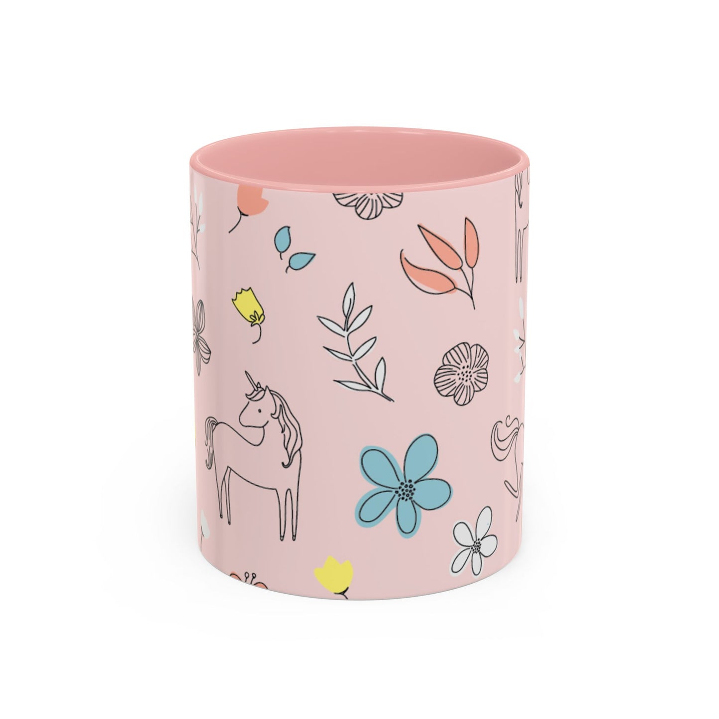 Whimsical Unicorn Accent Coffee Mug - Cute Gift for Kids, Floral Hot Beverage Cup, Magical Mug for Birthdays, Nature Lover's Drinkware
