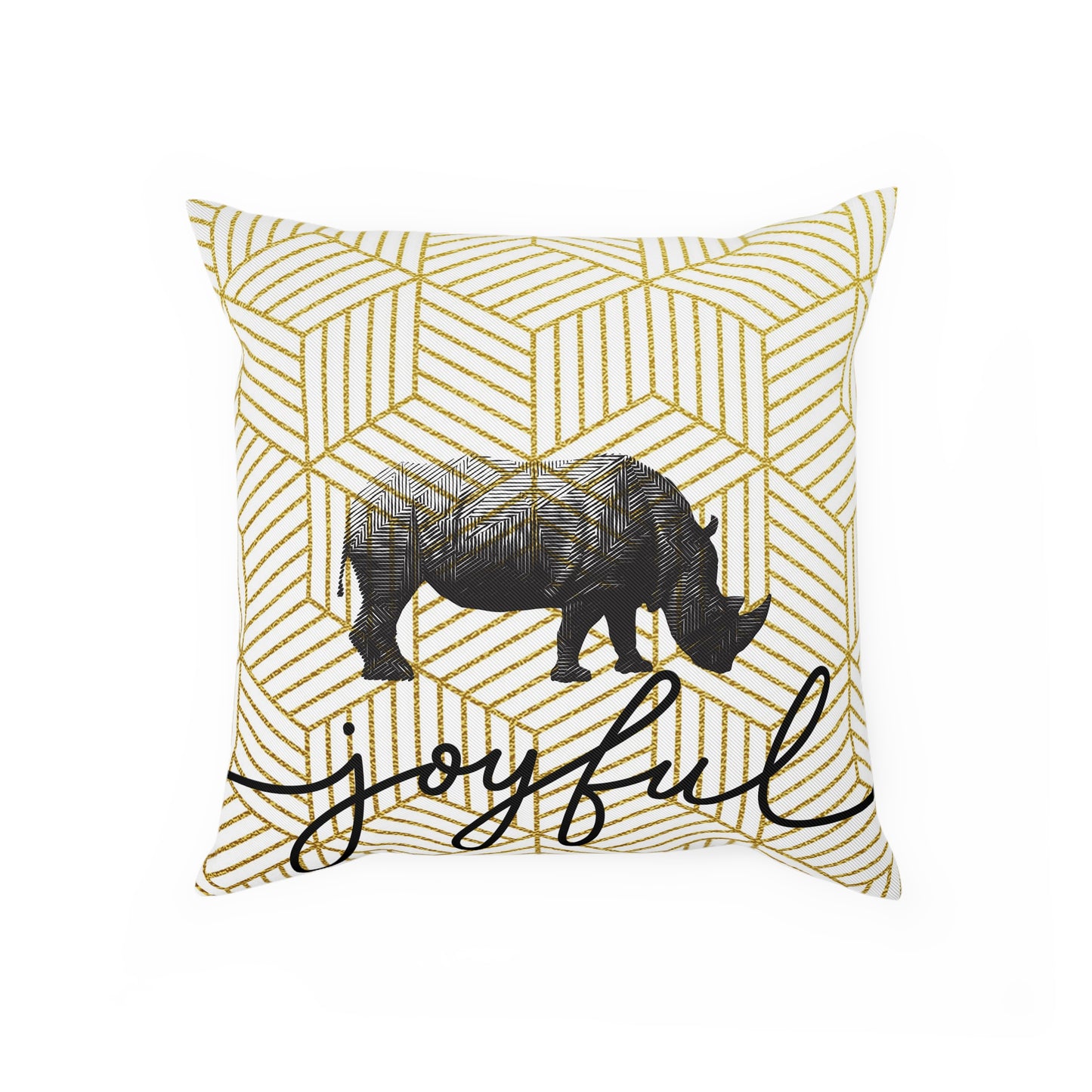 Joyful Rhinoceros Cushion - Decorative Pillow, Home Decor, Gift for Animal Lovers, Cozy Living Room Accent, Unique Throw Pillow