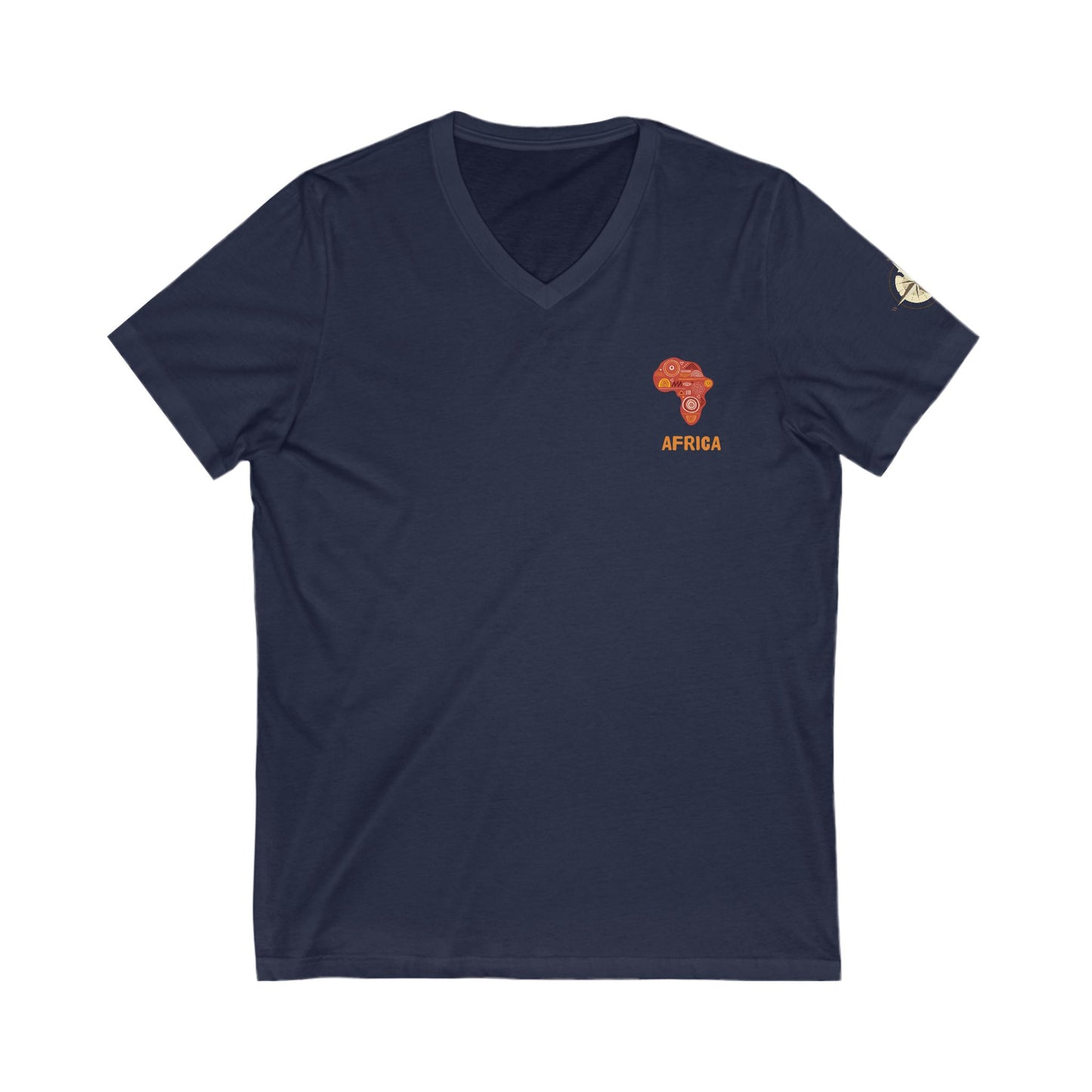 Adventure Spirit V-Neck Tee, Travel Shirt, Wanderlust Tee, Compass Design T-Shirt, African Pride Top, Casual Gift for Explorers