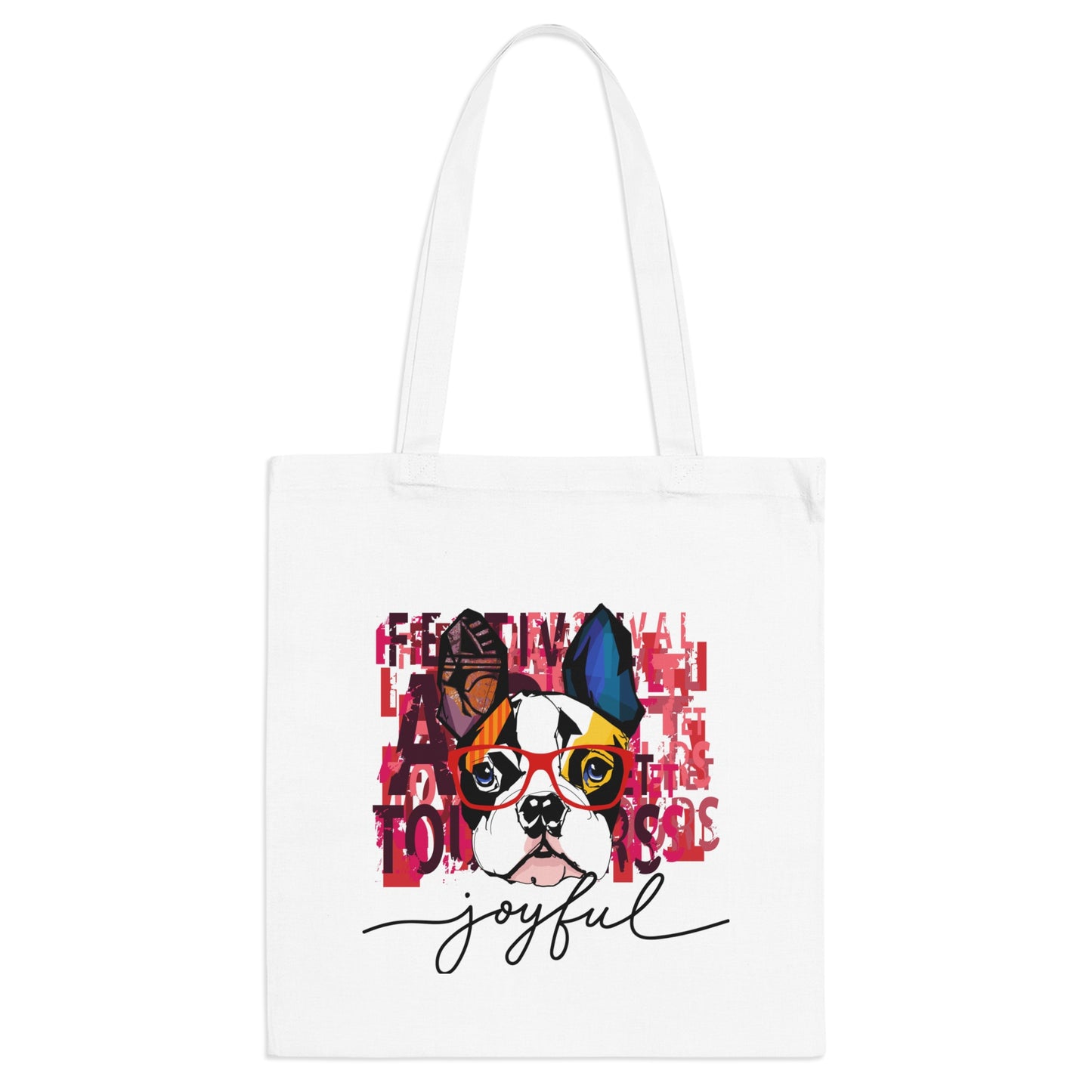 Joyful Dog Art Tote Bag, Dog Lover Gift, Eco-Friendly Shopping Tote, Cute Dog Design, Pet-Themed Accessory