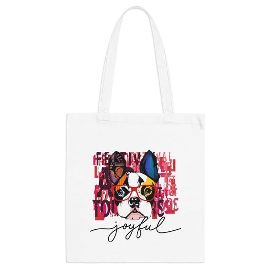 Joyful Dog Art Tote Bag, Dog Lover Gift, Eco-Friendly Shopping Tote, Cute Dog Design, Pet-Themed Accessory