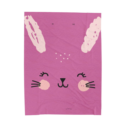 Cozy Bunny Velveteen Plush Blanket, Cute Rabbit Throw for Kids, Baby Shower Gift, Nursery Decor, Easter Bunny Gift