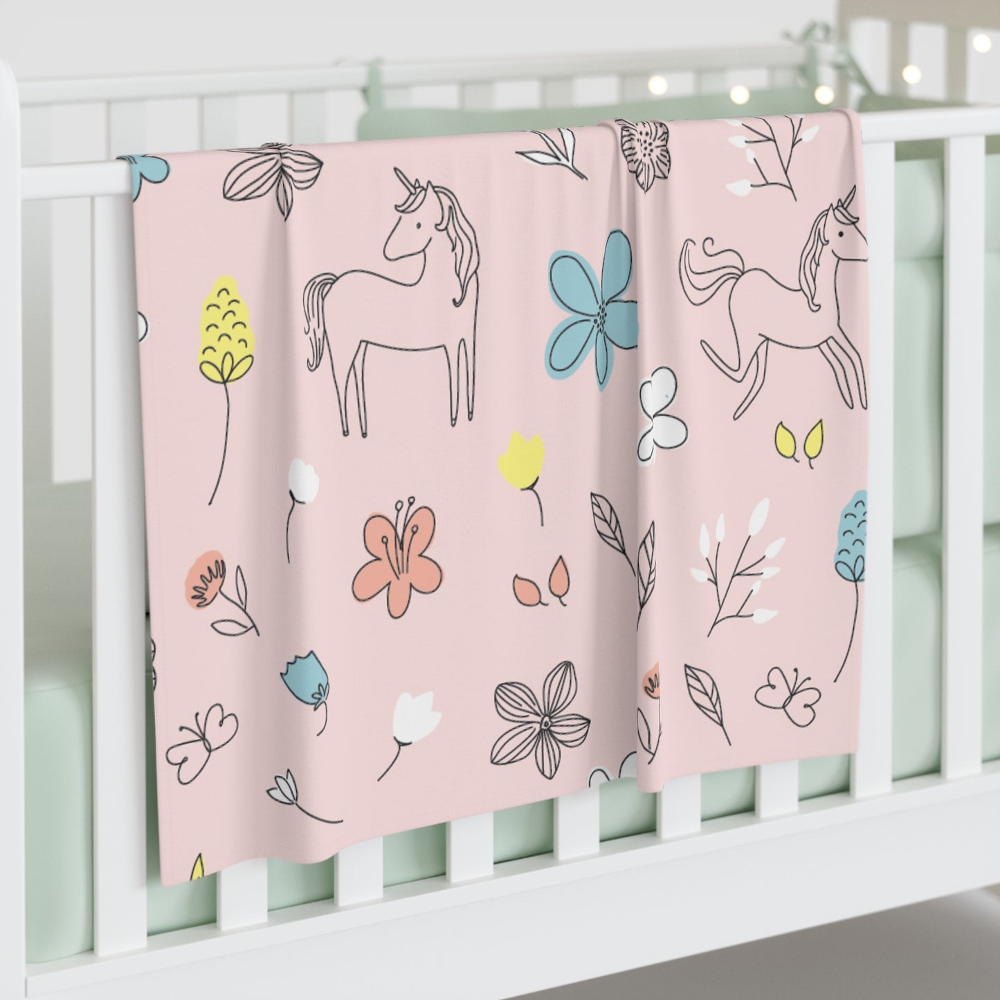 Whimsical Unicorn Baby Swaddle Blanket, Soft Newborn Wrap, Nursery Gift, Unicorn Baby Shower, Rainbow Print