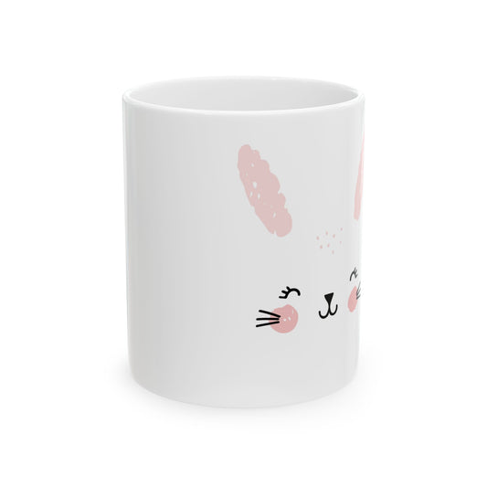 Cute Bunny Ceramic Mug, Funny Coffee Cup, Gift for Animal Lovers, Easter Present, Kitchen Decor