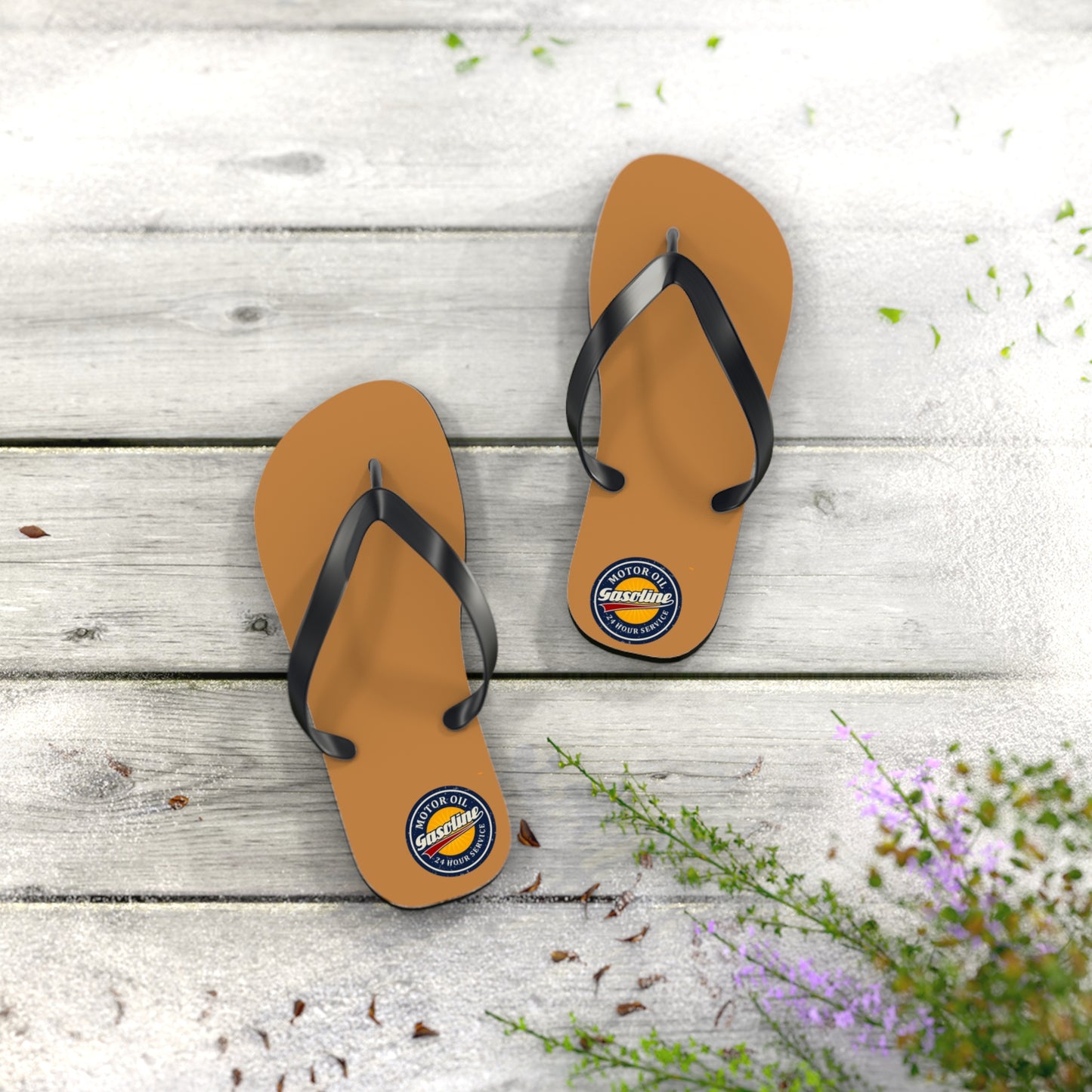 Gasoline Vintage Flip Flops, Summer Footwear, Beach Sandals, Retro Style, Gift for Car Enthusiasts, Vacation Essentials