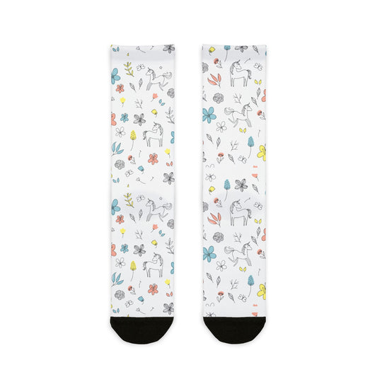 Whimsical Floral Crew Socks for Everyday Comfort, Unique Gift for Women, Cute Sock Design, Perfect for Birthdays, Casual Wear, Spring Vibes