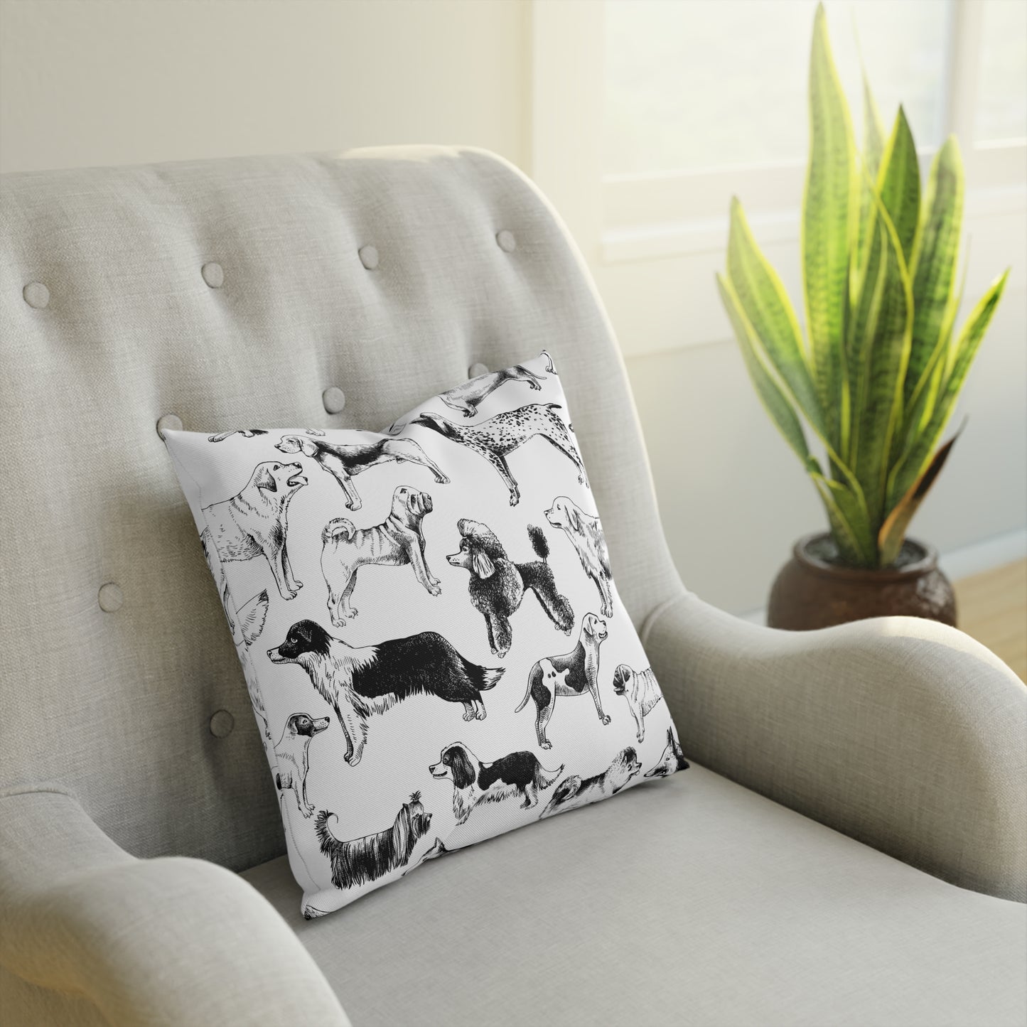 Dog Lovers Decorative Cushion - Pet Themed Pillow, Home Decor, Gift for Dog Owners, Animal Lover Cushion, Dog Print Pillow