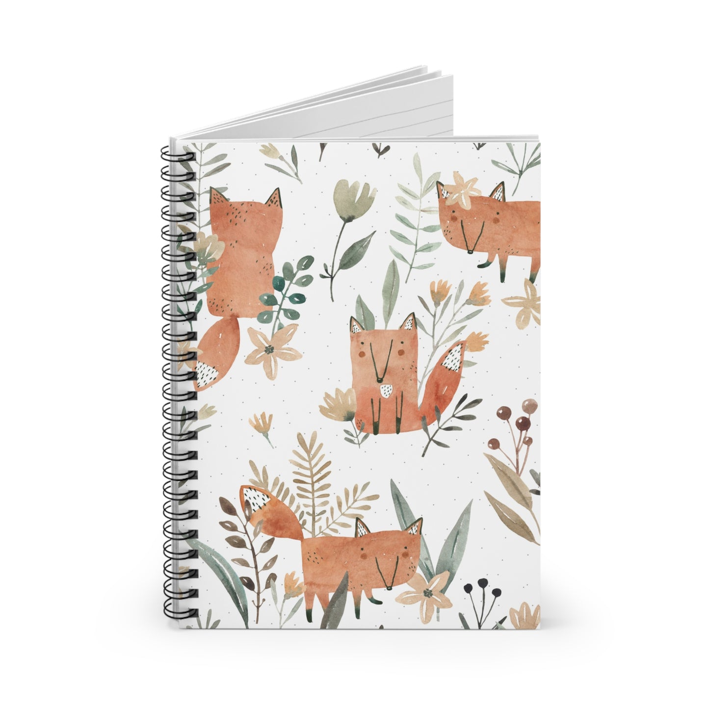 Whimsical Fox Spiral Notebook - Ideal for Journaling, Sketching, Nature Lovers, Gift for Kids, School Supplies, Eco-friendly
