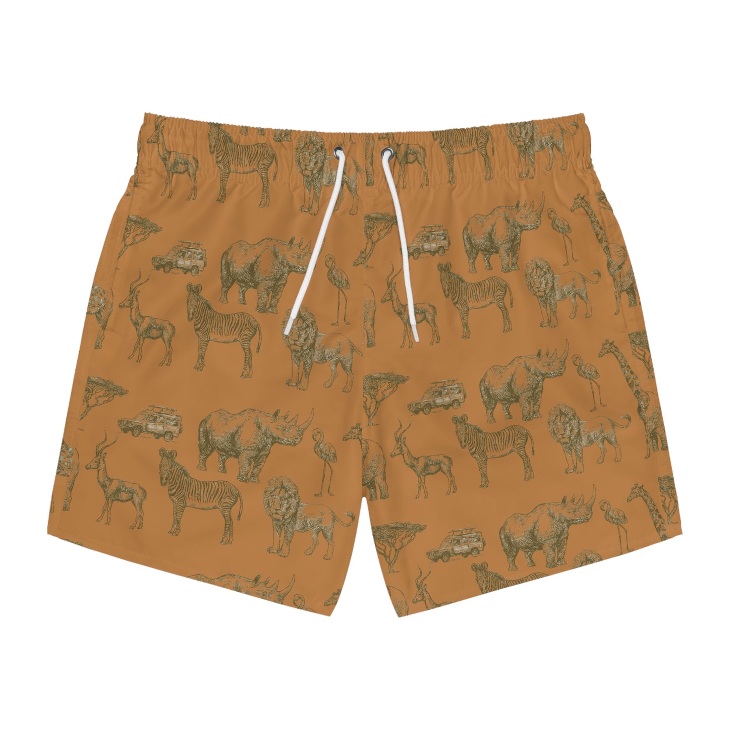 Wildlife Print Swim Trunks, Animal Pattern Beach Shorts, Summer Swimwear, Vacation Pants, Tropical Adventure Gear