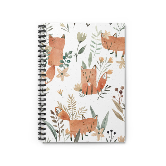 Whimsical Fox Spiral Notebook - Ideal for Journaling, Sketching, Nature Lovers, Gift for Kids, School Supplies, Eco-friendly