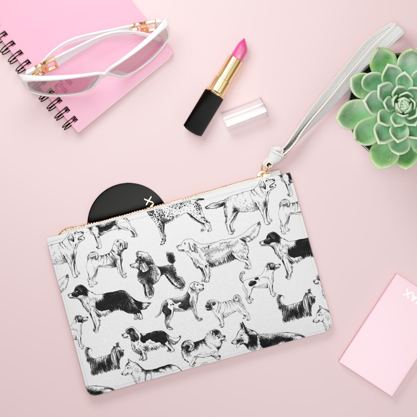 Dog Lovers Clutch Bag, Cute Pet Accessory for Dog Parents, Ideal for Gifts, Make-up Pouch, Fun Dog-Themed Bag