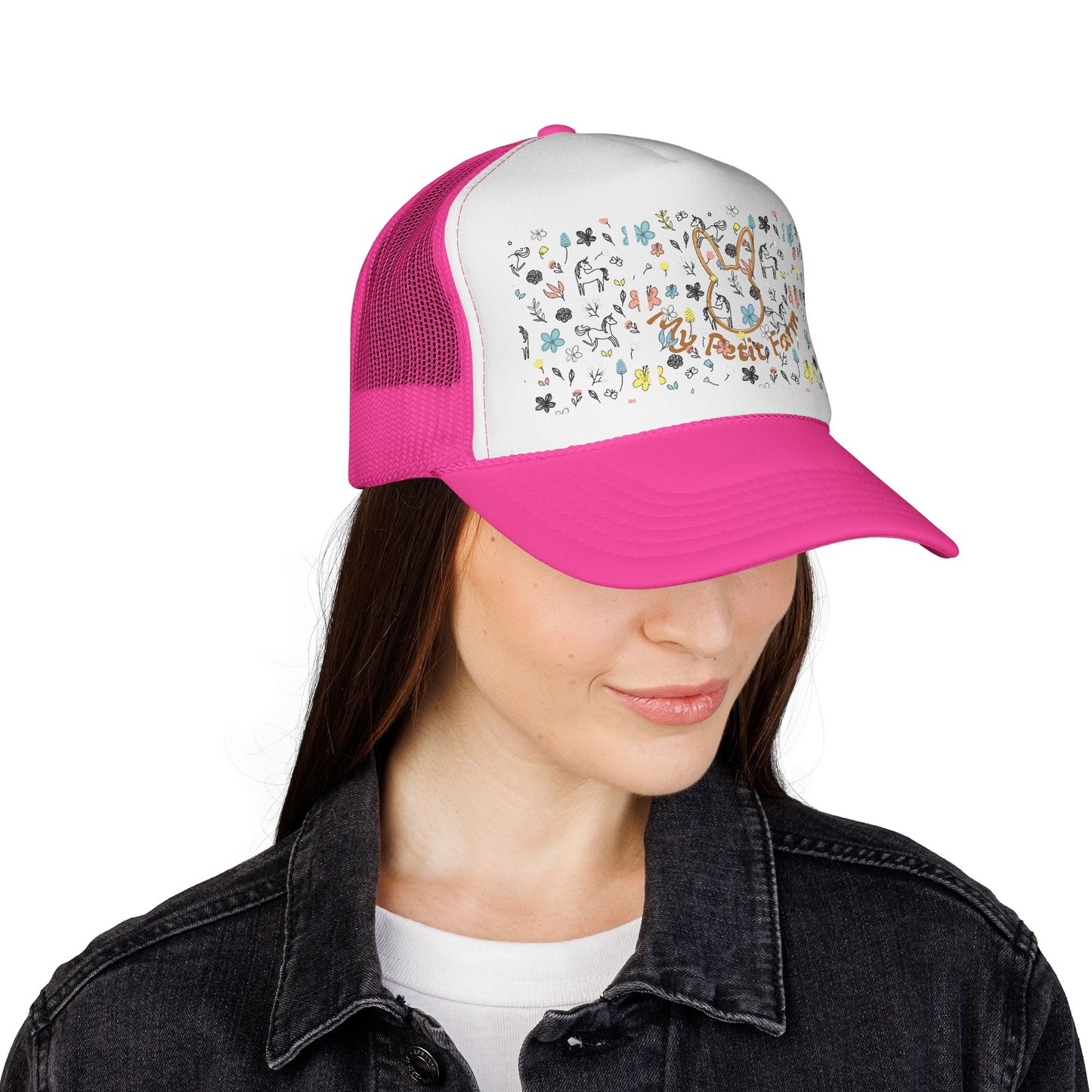 Cute Bunny Trucker Cap, Farm Hat, Animal Lover Gift, Outdoor Apparel, Summer Accessory, Festival Wear