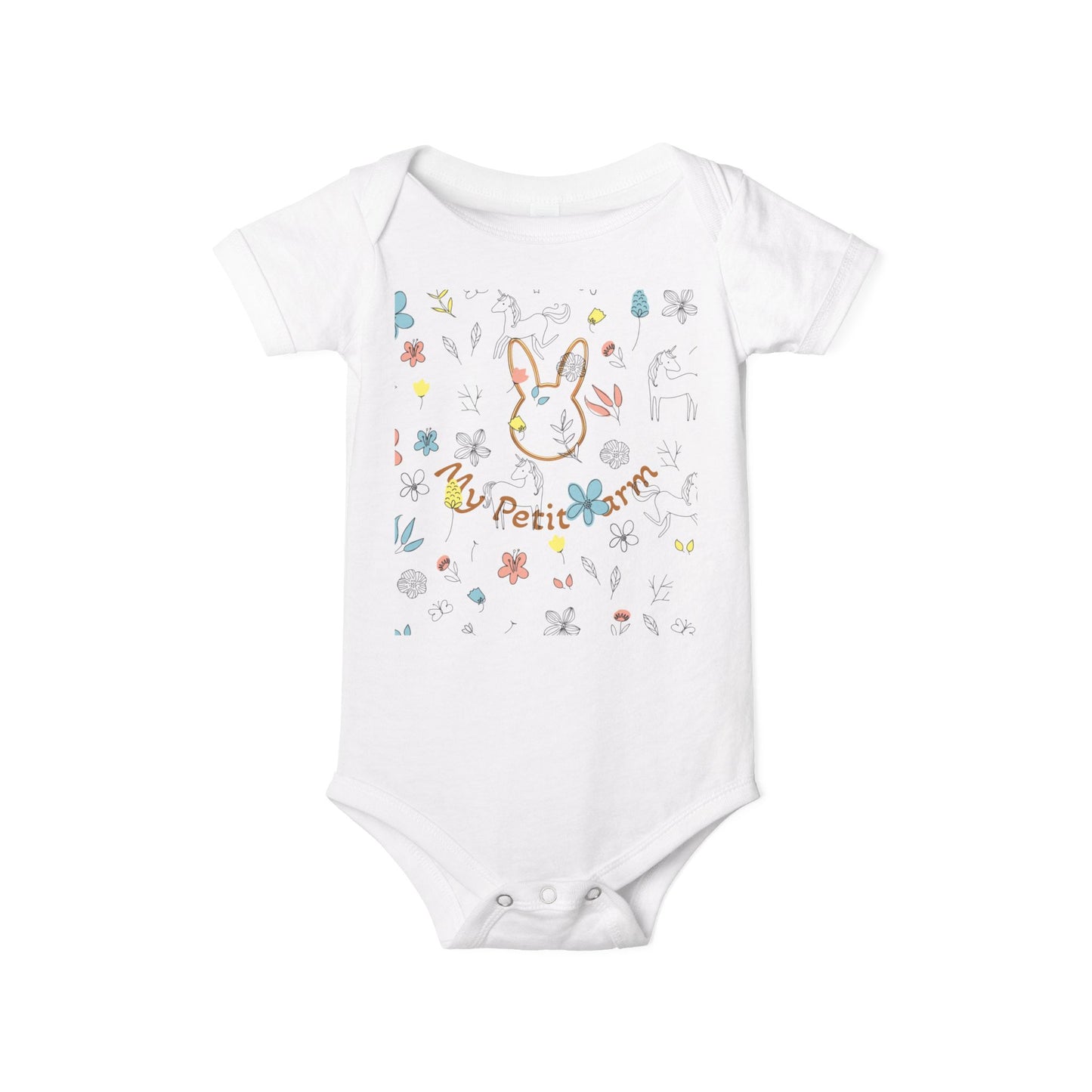 My Petit Farm Bunny Infant One Piece, Baby Bodysuit, Cute Baby Clothes, Farm Theme Outfit, Easter Gift, Toddler Apparel