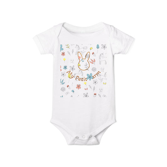My Petit Farm Bunny Infant One Piece, Baby Bodysuit, Cute Baby Clothes, Farm Theme Outfit, Easter Gift, Toddler Apparel