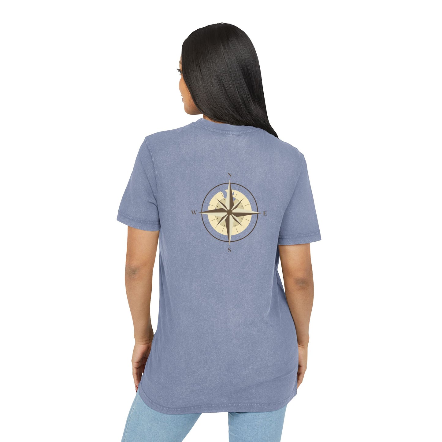 Acid Washed Compass Tee - Vintage Style T-Shirt, Boho Casual Top, Adventure Apparel, Summer Outfit, Gift for Travelers