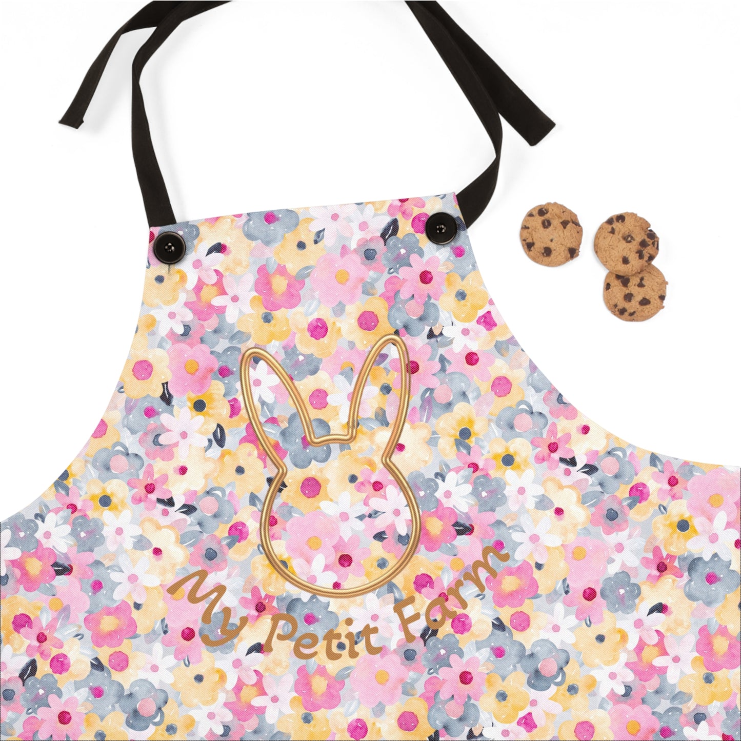 Whimsical Bunny Apron - Floral Design for Baking, Cooking, Easter, Gardening, Gift for Her