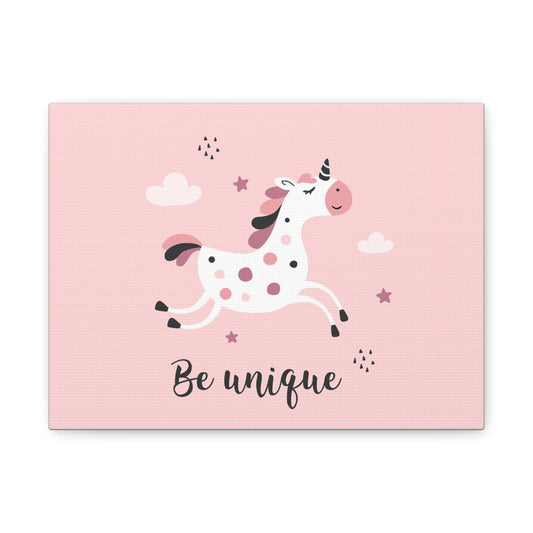 Whimsical Unicorn Wall Art - Be Unique, Playful Nursery Decoration, Children's Room Decor, Gift for Kids, Pink Unicorn Art