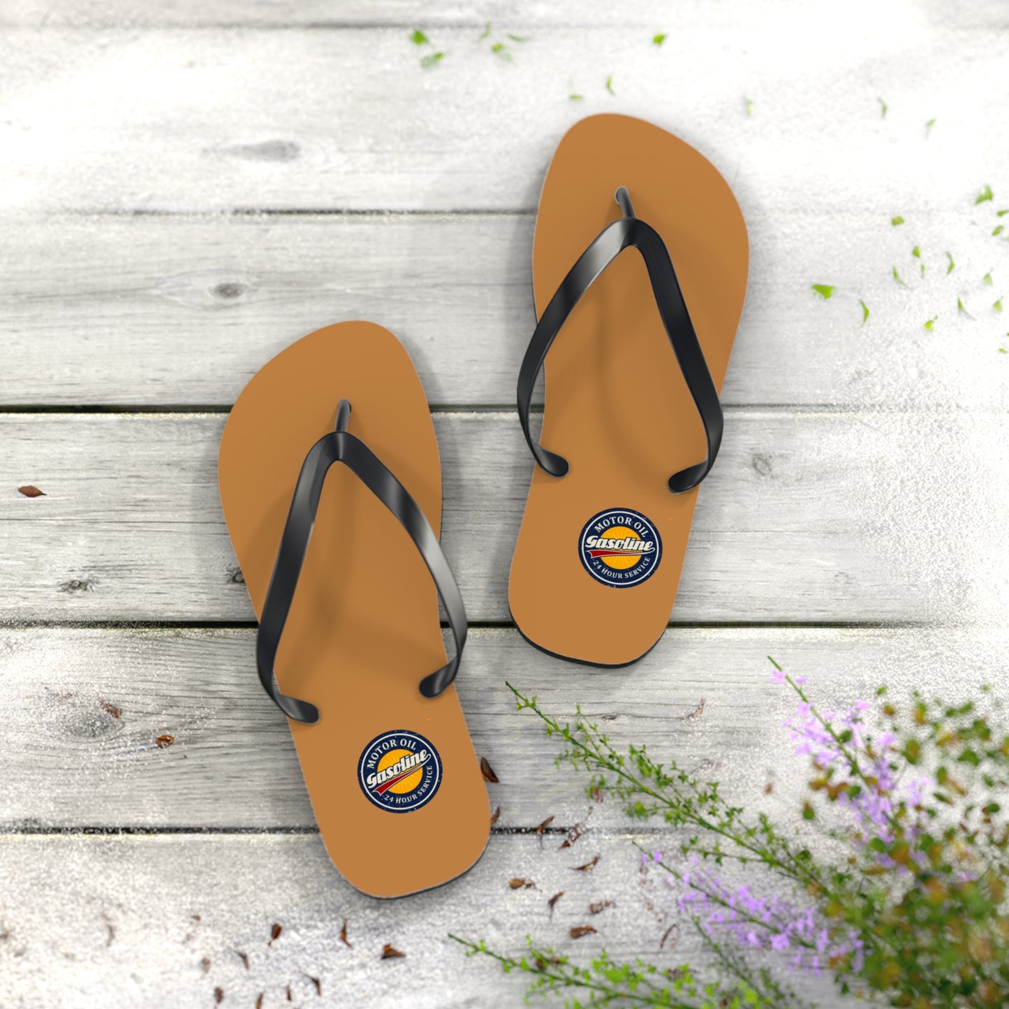 Gasoline Vintage Flip Flops, Summer Footwear, Beach Sandals, Retro Style, Gift for Car Enthusiasts, Vacation Essentials